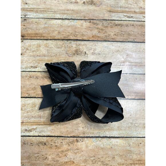 Lilly Reese Bowtique 4" Black Glitter Ribbon Bow - Picture 2 of 2